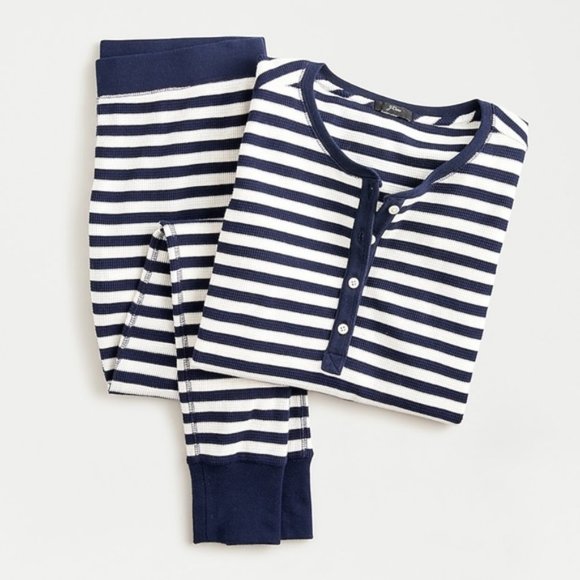 J. Crew Other - NEW J Crew Womens Henley Waffle Stripe Pajamas  XL Navy NWT $98